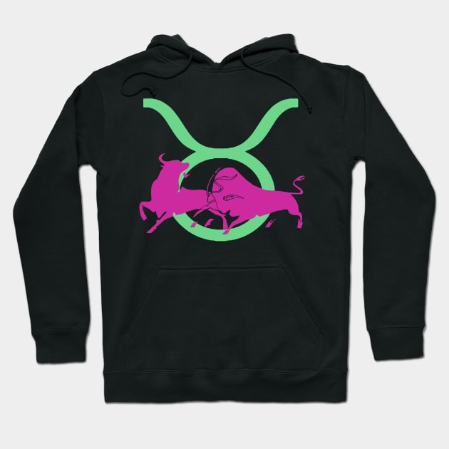 Taurean Bull Icon Glyph Of  Head and Horns Hoodie by taiche